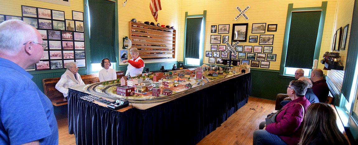 Model train display in the waiting room